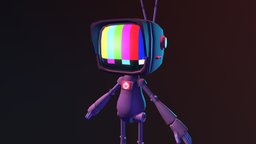 TV boy MK2 cute, tv, boy, future, retro, cyberpunk, 80s, neon, 90s, futureworks, character, handpainted, sci-fi, futuristic, characterdesign, robot, simple