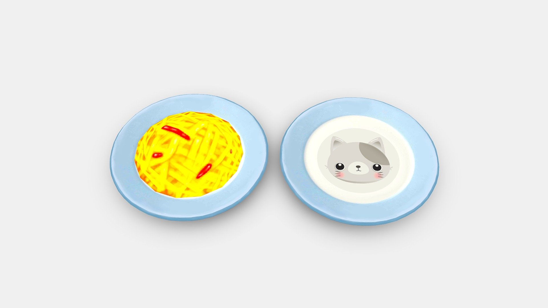 Cartoon Food - Spaghetti - Noodle - kitten plate - Cartoon Food - Spaghetti - Noodle - kitten plate - Buy Royalty Free 3D model by ler_cartoon (@lerrrrr) 3d model