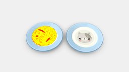 Cartoon Food food, cat, japan, plate, restaurant, italy, eat, dishes, noodle, kitchen, lunch, kitten, pasta, lowpolymodel, handpainted