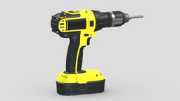 Cordless Drill kit, saw, tape, hammer, set, screw, complete, tools, generic, new, big, collection, wrench, vr, ar, pliers, realistic, tool, old, machine, screwdriver, toolbox, stanley, vise, gardening, dewalt, asset, game, 3d, low, poly, axe, hand