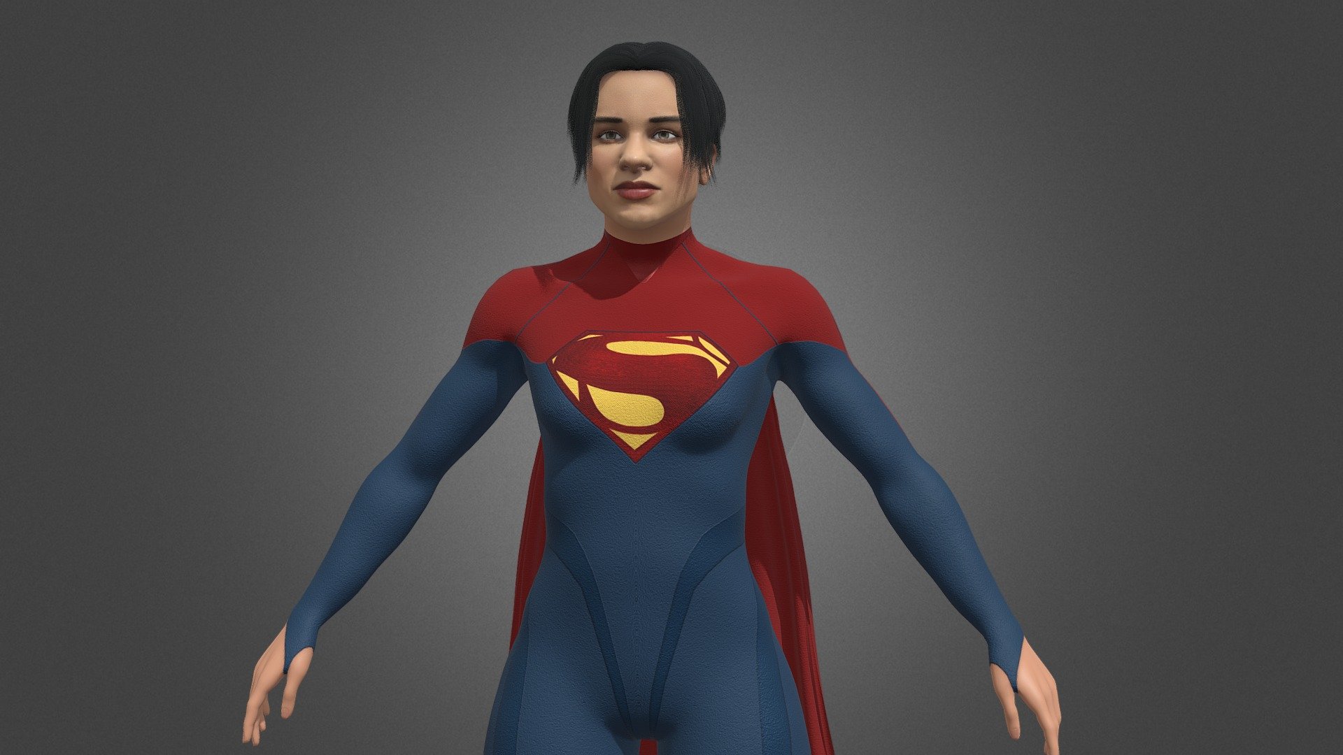 -Supergirl played by Sasha Salle in the new movie The flash

-3 materials used in total

-80396 polygons

-no mouth, no teeth, no tongue

-no rigged - Supergirl Sasha Calle - Buy Royalty Free 3D model by wilsonghm99 3d model