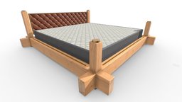 King Size Wooden bed 01 wooden, bed, big, logo, large, kingsize, 3d, texture, wood, sketchfab, download