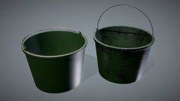 Plastic Garden Bucket bucket, prop, unreal, ground, earth, realtime, can, ue4, gardening, unity5, lods, cask, pail, scuttle, substancepainter, unity, unity3d, game, blender, plastic, hdrp, unityhdrp