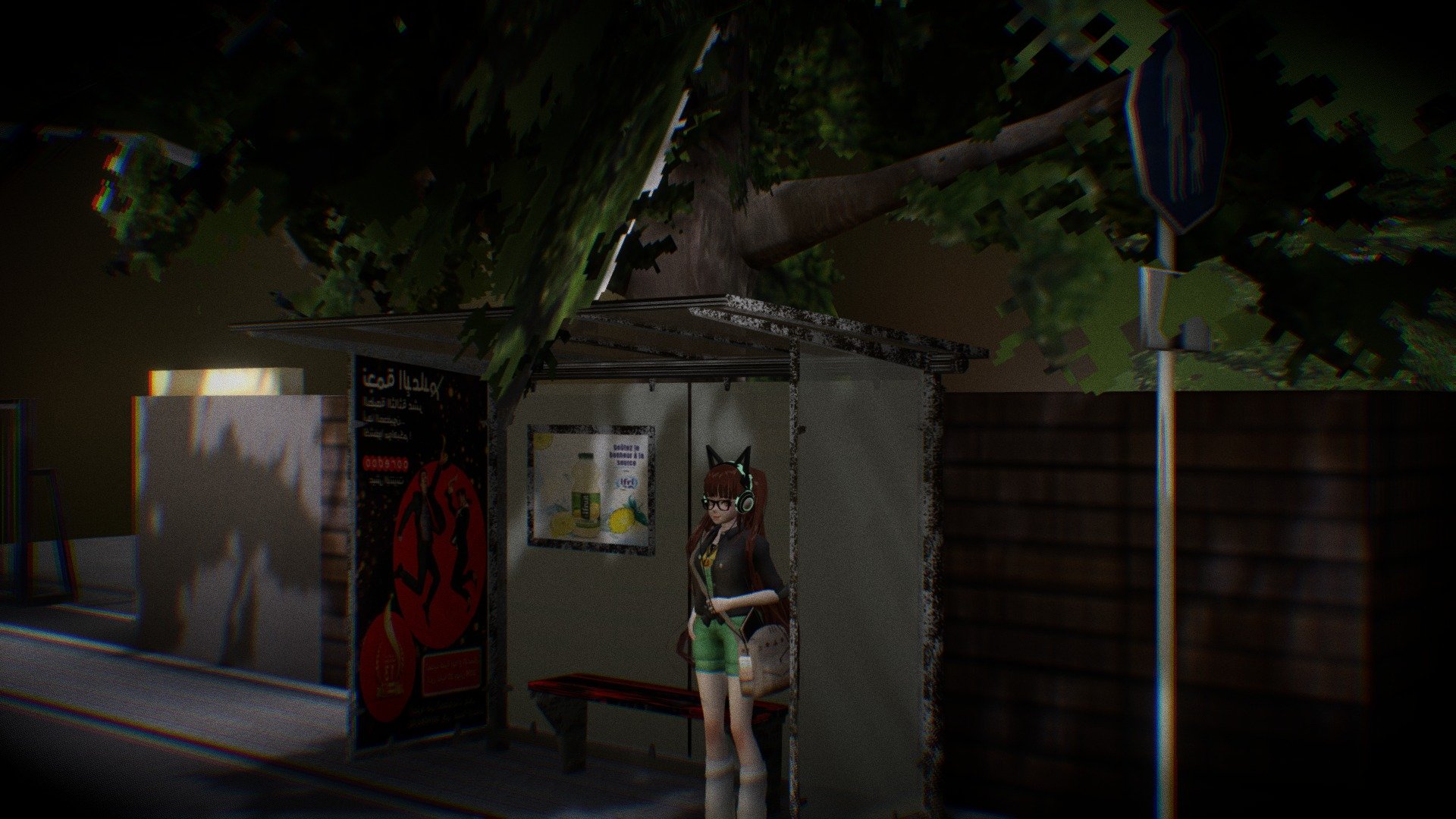 A Girl In The Bus Stop - 3D model by Lynda.Tinhinane 3d model