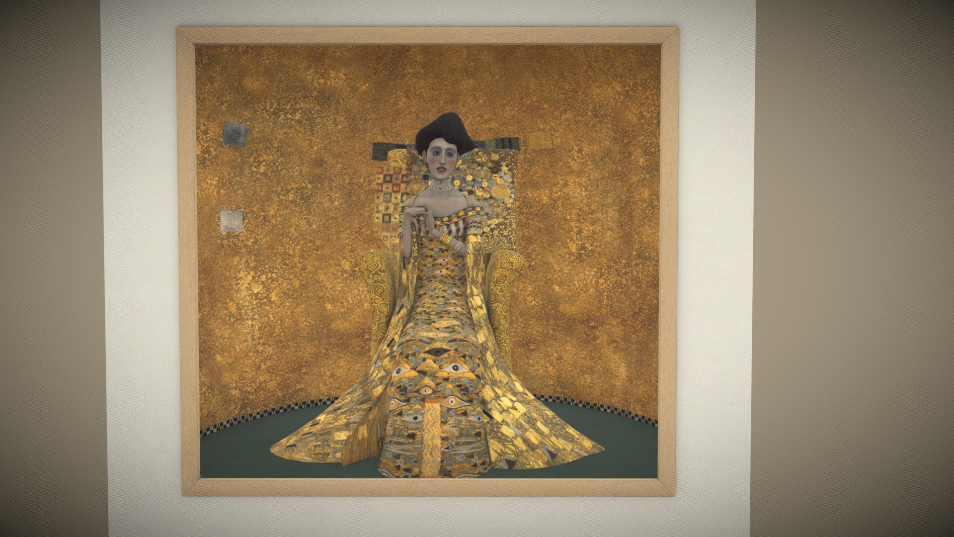 A take on a famous painting by Gustav Klimt depicting &ldquo;The Austrian Mona Lisa