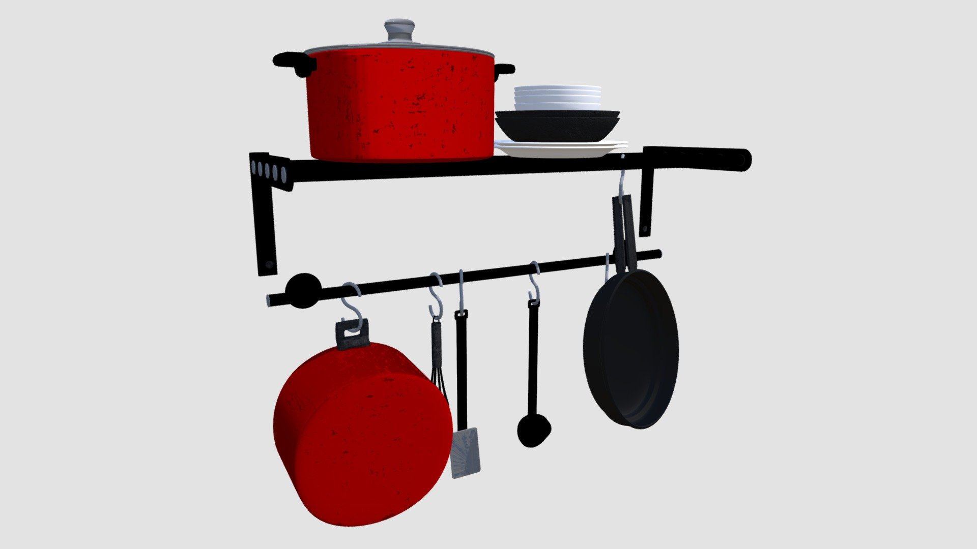 Highly detailed 3d model of retro kitchen utensils with all textures, shaders and materials. It is ready to use, just put it into your scene 3d model