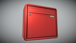 Mailbox (1) red, textures, lock, mailbox, normalmap, realistic, postbox, blender-3d, vis-all-3d, 3dhaupt, software-service-john-gmbh