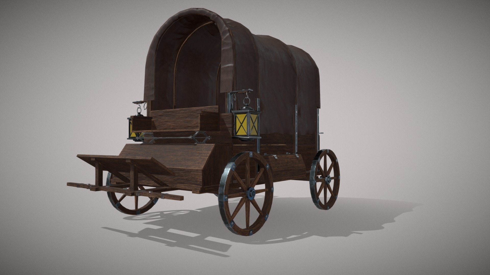The historic cart is ideal for a wild west style exterior 3d model