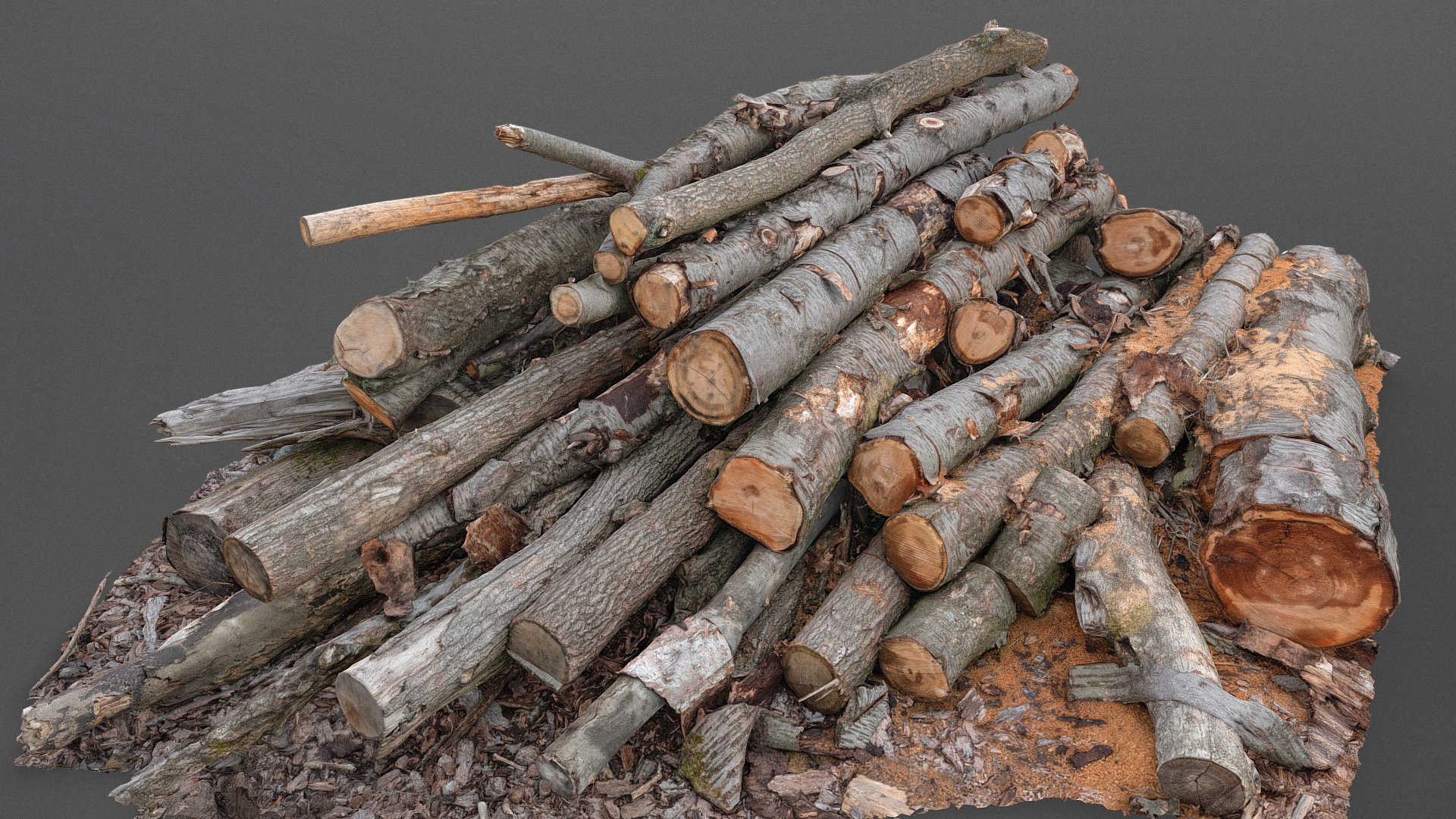 Cut cherry trees and pine spruce logs stacked stack pile heap in forest, trunks logging stacked pile, wood lumber industry megascan

photogrammetry scan (36MP x 450photos), 5x8K texture + HD normals - Cherry tree log stack - Buy Royalty Free 3D model by matousekfoto 3d model