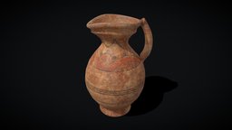 Decorated Medieval Earthenware Pitcher