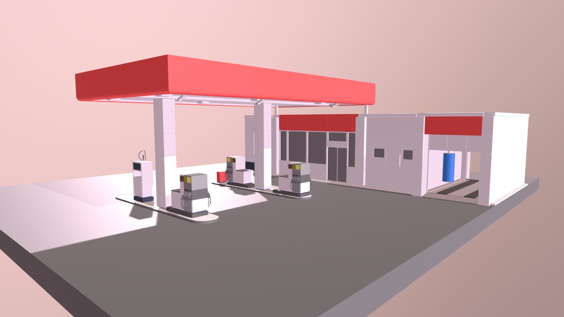 Gas Station (WiP-4) - Gas Station Type-1 (WiP-4) - 3D model by VIS-All-3D (@VIS-All) 3d model