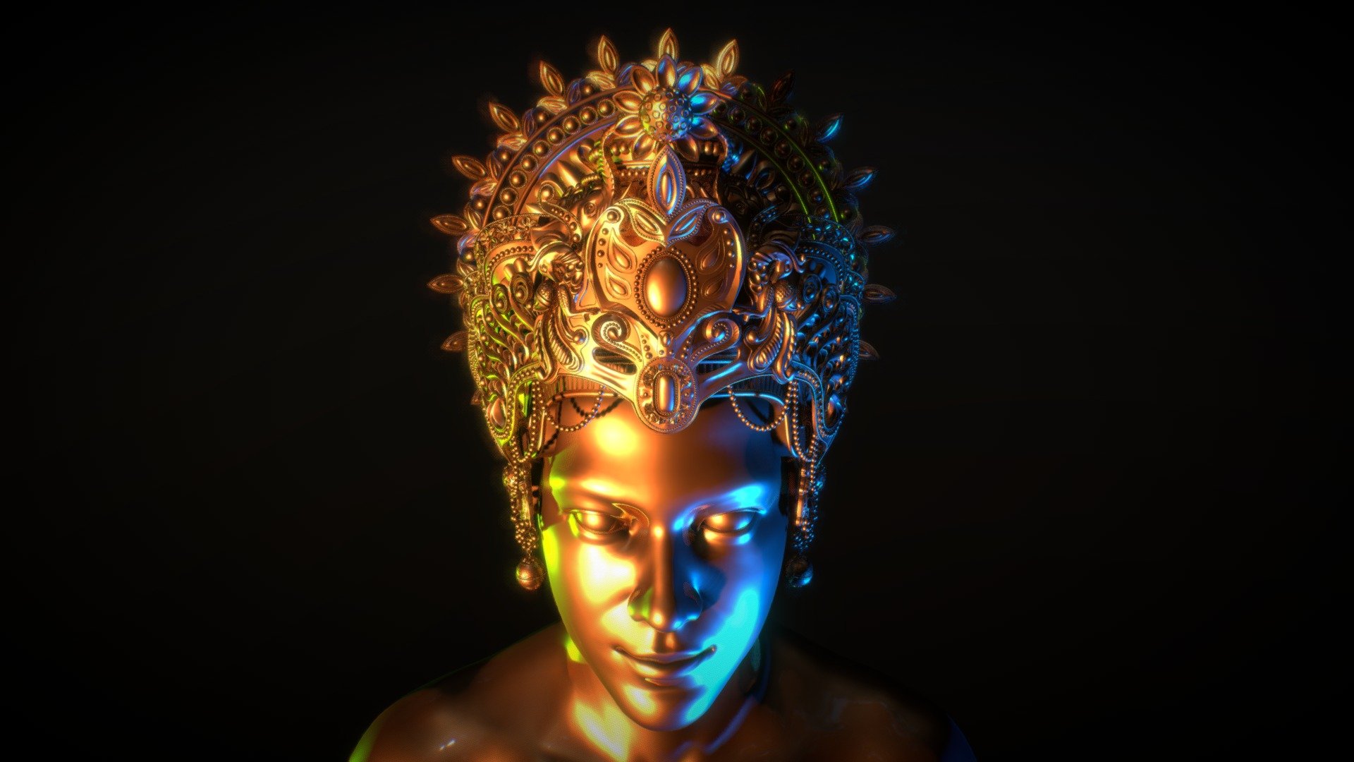 Krishna Crown 3d sculpted model in Zbrush - Krishna Crown - 3D model by Alexander Beim (@LotusArt) 3d model