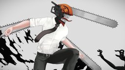 Denji rigging, zombies, character, blender, substance-painter, anime, chainsaw-man