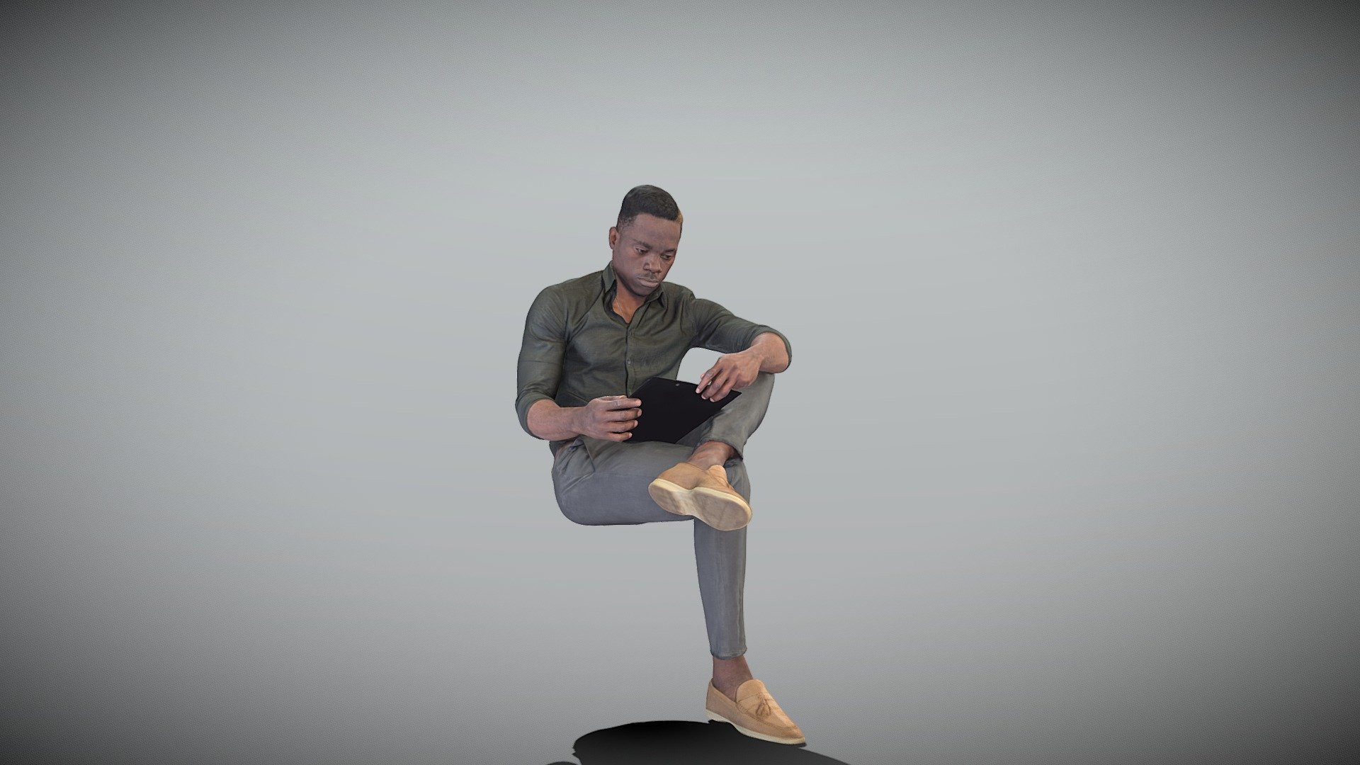 This is a true human size and detailed model of a young handsome man of African appearance dressed in business style. The model is captured in casual pose to be perfectly matching to variety of architectural visualization, background character, product visualization e.g. urban installations, office designs, product presentations, VR/AR content, etc.

Technical specifications:




digital double 3d scan model

150k &amp; 30k triangles | double triangulated

high-poly model (.ztl tool with 5 subdivisions) clean and retopologized automatically via ZRemesher

sufficiently clean

PBR textures 8K resolution: Diffuse, Normal, Specular maps

non-overlapping UV map

no extra plugins are required for this model

Download package includes a Cinema 4D project file with Redshift shader, OBJ, FBX, STL files, which are applicable for 3ds Max, Maya, Unreal Engine, Unity, Blender, etc. All the textures you will find in the “Tex” folder, included into the main archive.

3D EVERYTHING

Stand with Ukraine! - Young man sitting and reading 394 - Buy Royalty Free 3D model by deep3dstudio 3d model