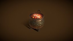 Cauldron bronze, exterior, mongolian, brazier, props-assets, props-game, coals, lighting, cauldron, interior