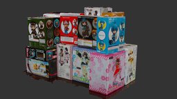 Anime Figure Boxes (3D Scan) pokemon, japan, figure, 3d-scan, packaging, boxes, figurine, touhou, vocaloid, otaku, girls_und_panzer, touken_ranbu, weaboo, utawarerumono, photoscan, anime, zelda, japanese