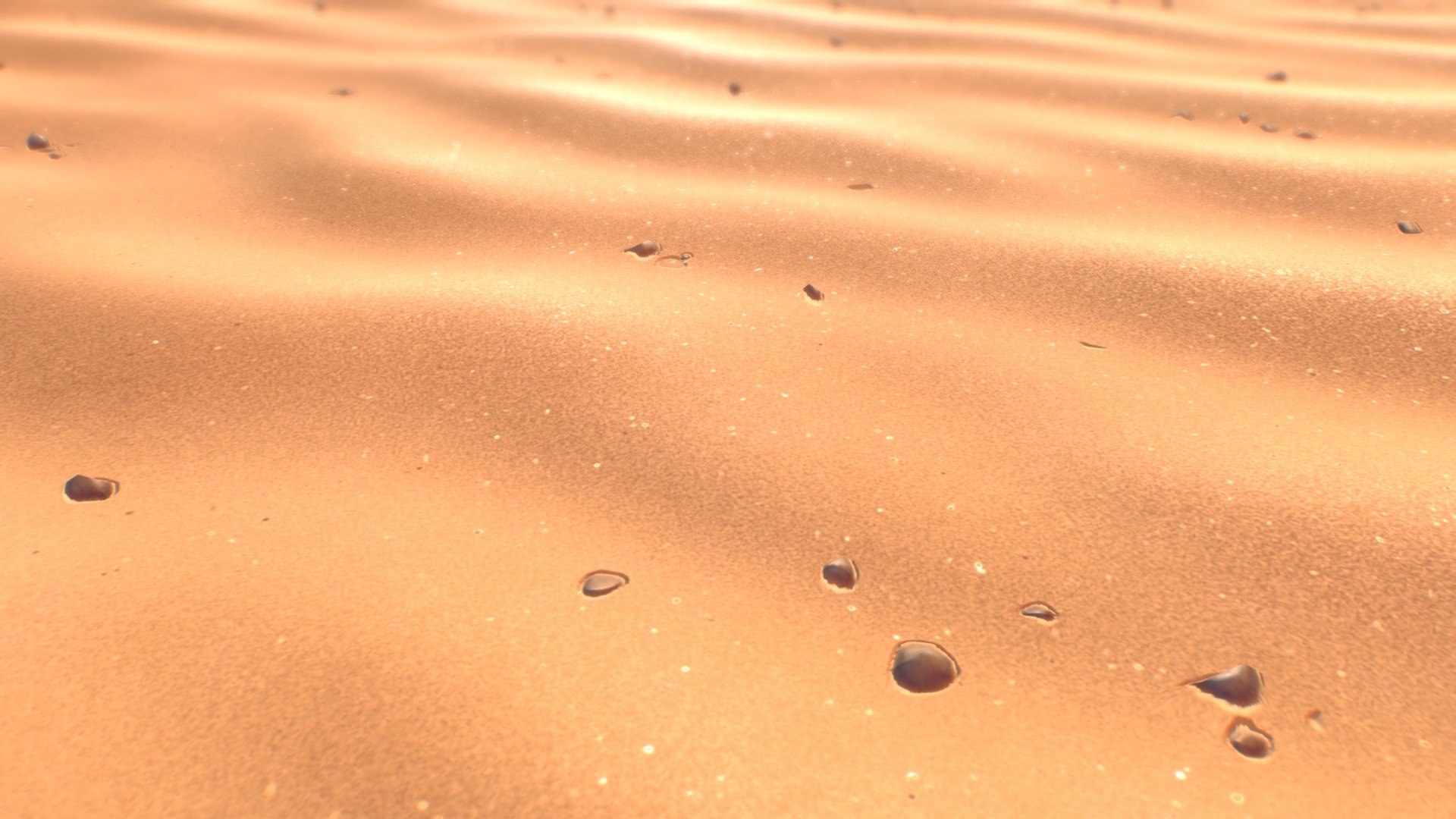 A stylized, soft, wavy, sparkely, light orange PBR sand texture with small stones for your game project. All texture maps included are 2048x2048 pixels.

Maps included are:




Color map

Normal map

Roughness map

Metal map

Height map
 - Desert Sand 3 With Pebbles - PBR Series - Buy Royalty Free 3D model by BitGem 3d model