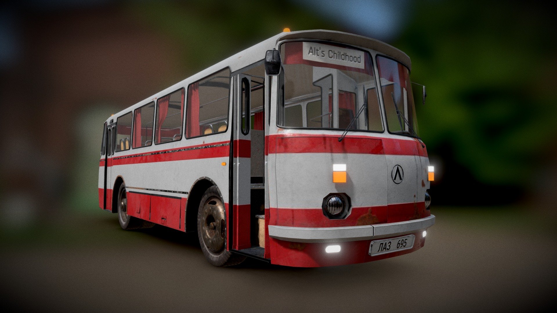 Yet another experiment. Complex model for me. This is a bus: LAZ 695. 
I like this bus very much cause in my childhood I went to the countryside by bus to my grandparents 3d model