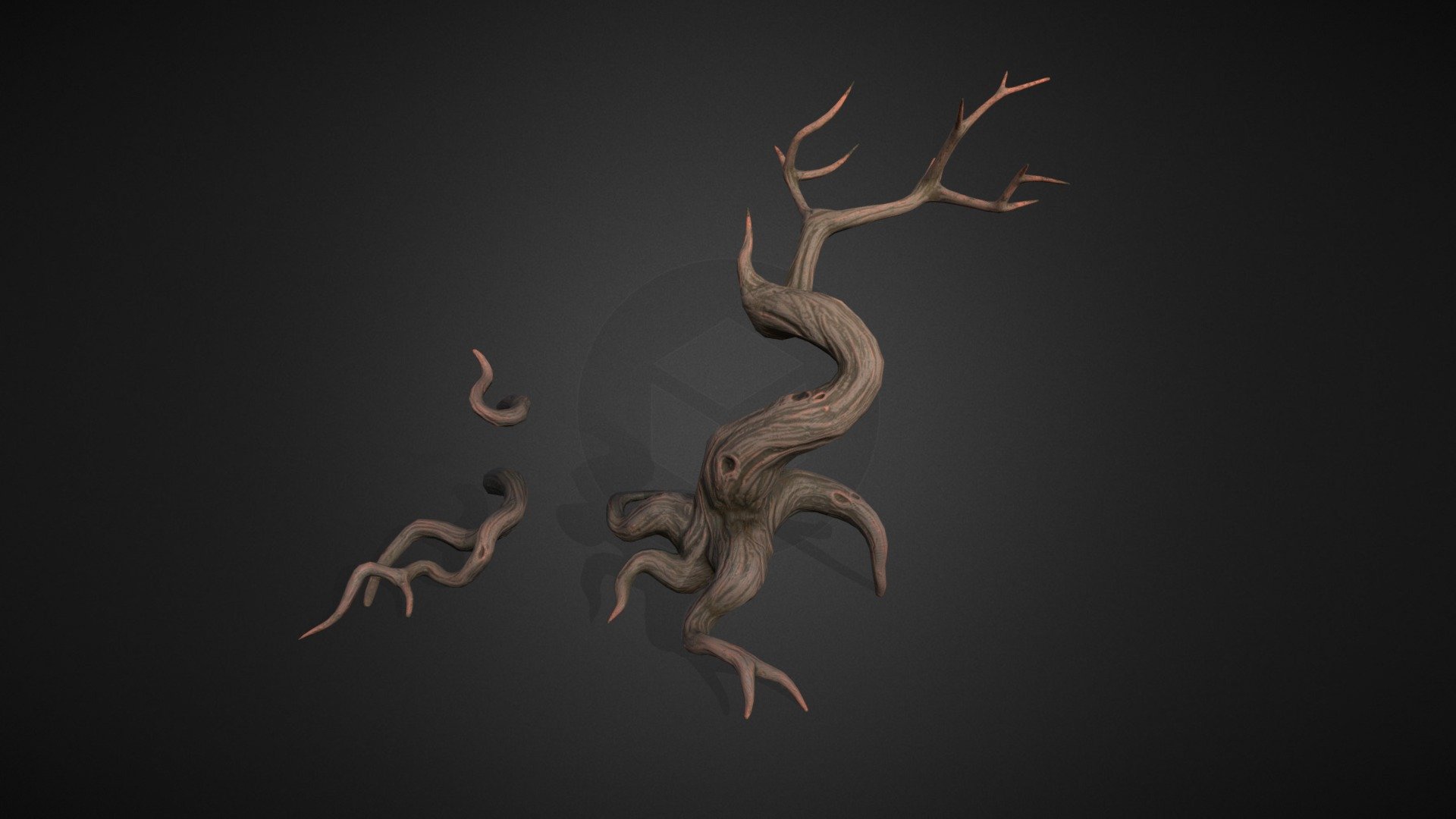 This model is part of a bigger fantasy diorama our company worked on.
The loose root parts can be used to decorate the environment surrounding the tree 3d model