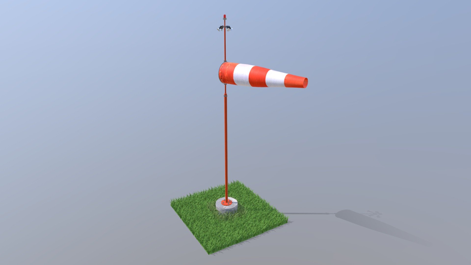An animated windscock.

Using MassFX cloth simulation, gravity and wind to animate the sock fluttering in the wind.

Medium-poly model using medium to 2k texture maps. Created and animated in 3ds Max, exported to Alembic (ABC). Part of my Airport collection: https://skfb.ly/6JyCC - Windsock Animation - 3D model by Kanedog (@Kane33) 3d model