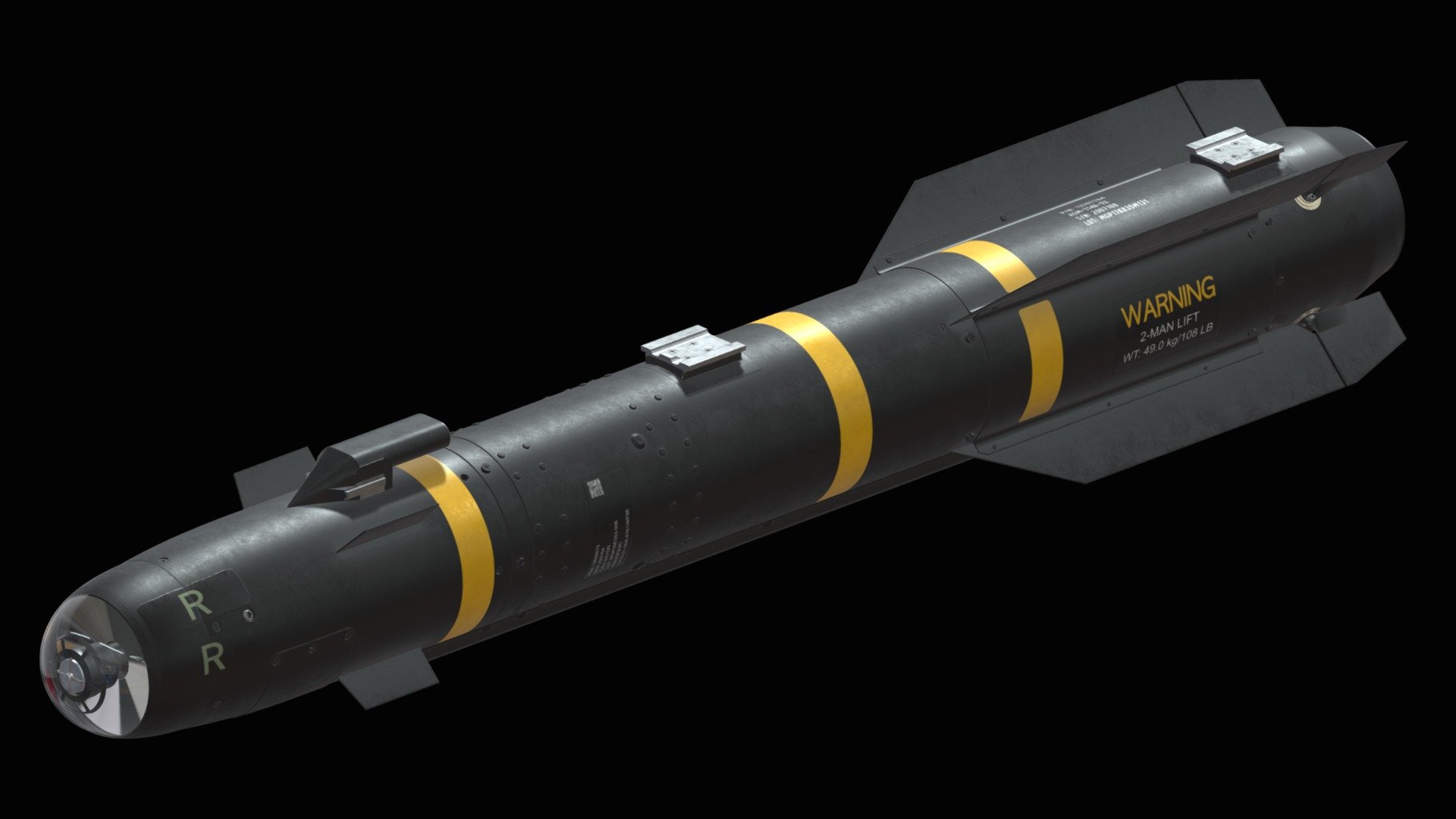 AGM-114R Hellfire II missile. Modelled by Isra Tan 3d model
