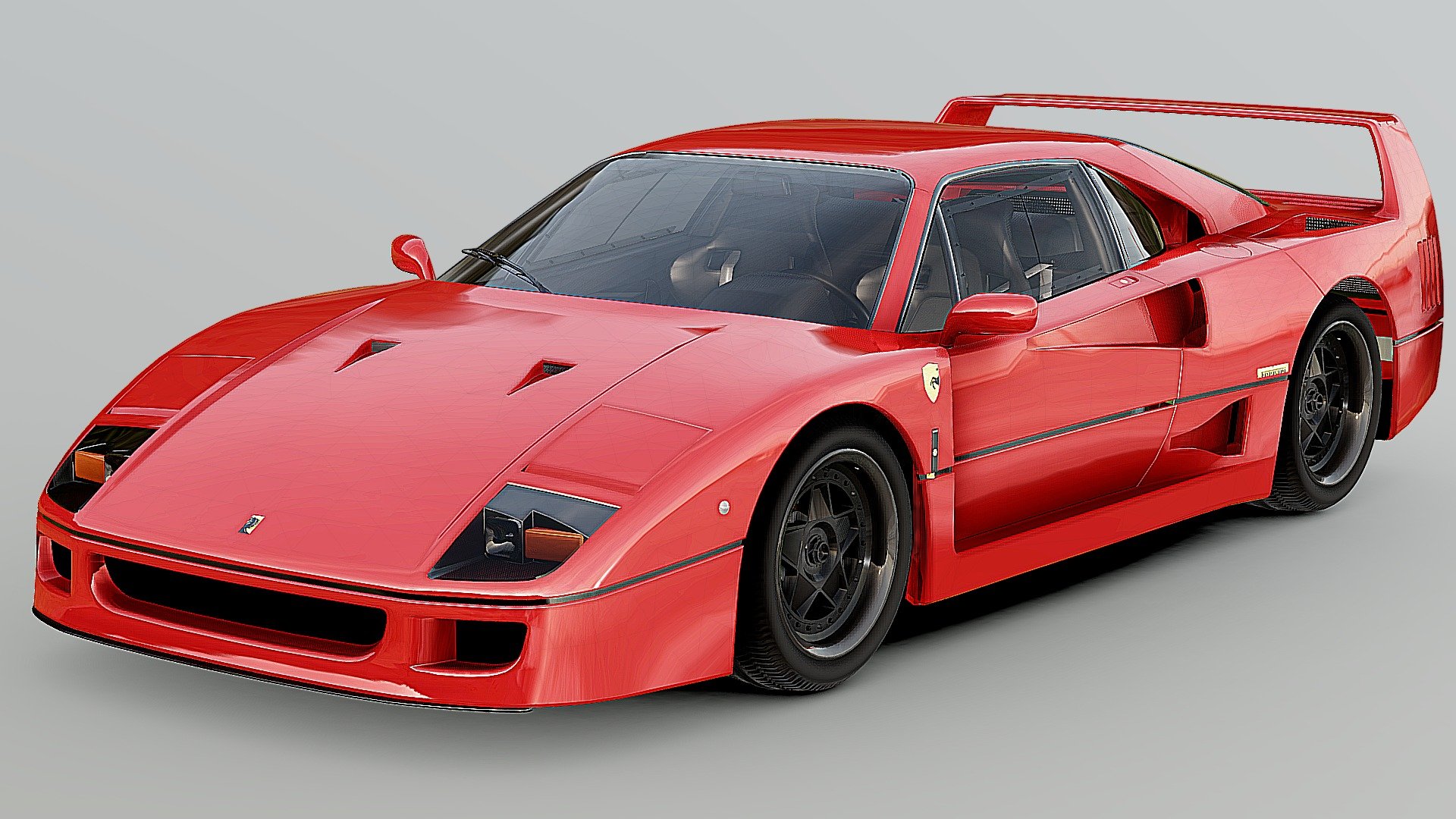 The Ferrari F40 (Type F120) is a mid-engine, rear-wheel drive sports car engineered by Nicola Materazzi with styling by Pininfarina. It was built from 1987 until 1992, with the LM and GTE race car versions continuing production until 1994 and 1996 respectively. As the successor to the 288 GTO (also engineered by Materazzi), it was designed to celebrate Ferrari's 40th anniversary and was the last Ferrari automobile personally approved by Enzo Ferrari. At the time it was Ferrari's fastest, most powerful, and most expensive car for sale 3d model
