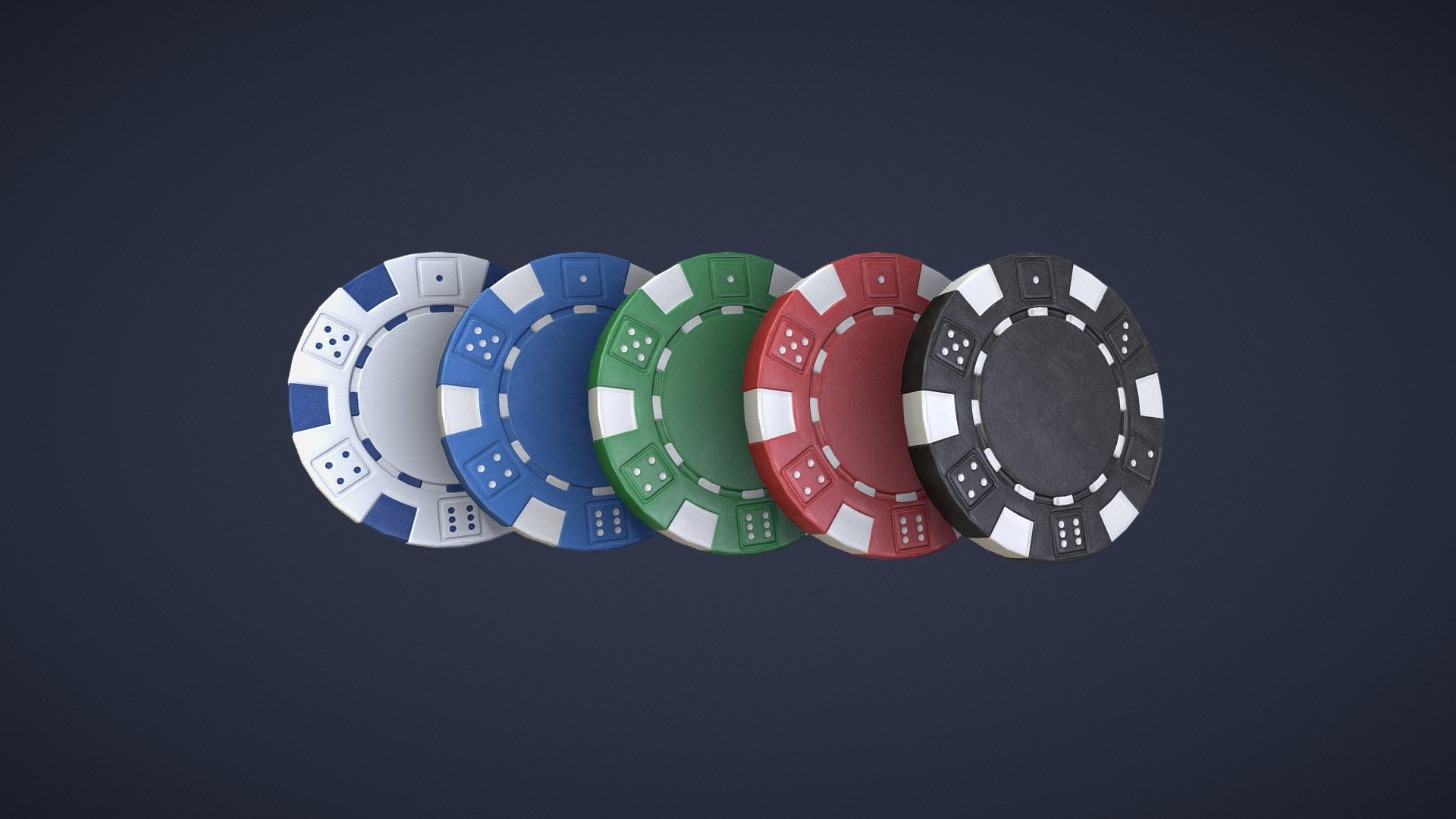 Set of poker chips

Pack include:

Poker chips in black, red, green, blue and white color




Low poly - 360 tris

Mid poly - 9 072 tris

High poly - 59 520 tris

Base color, normal, roughness and metallic texture

1024x1024 and 4096x4096 PNG textures

AR / VR / Mobile ready - Poker Chips - Buy Royalty Free 3D model by Andrii Sedykh (@andriisedykh) 3d model