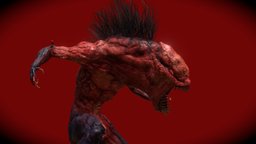 Grisly Ghoul Zombie beast, demon, obj, fbx, ghoul, savage, rigged-character, anciant, game, blender, pbr, lowpoly, creature, monster, dark, rigged, horror, gameready, zombie