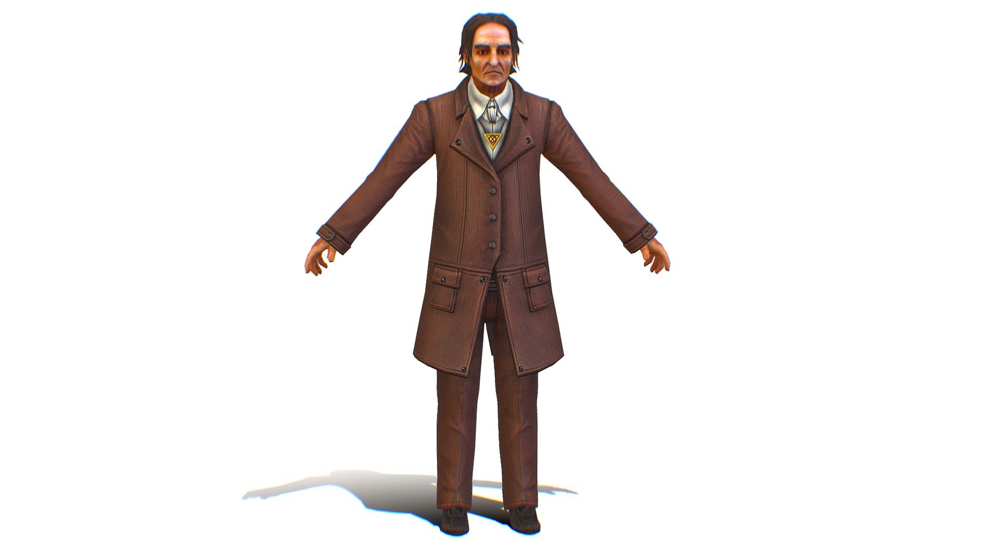 Old Man Concierge in Brown Suit - 3dsMax. Maya. OBJ. FBX file included/ textures 512 color only, head and body 3d model