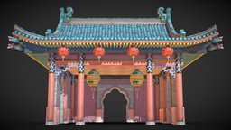 Chinese Temple Entrance Hallway lantern, gate, entrance, asia, snake, china, asian, shrine, hall, chinese, wooden-sculpture, pingyao, chinese-architecture, asian-architecture, dragon, temple, zhong-guo, shanxi, shrine-gate, noai, entrance-hall