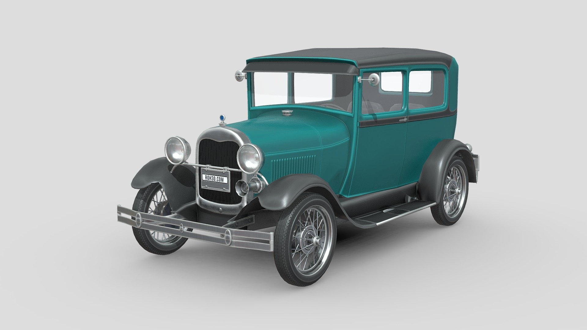 The Ford Model A (also colloquially called the A-Model Ford or the A, and A-bone among hot rodders and customizers) was the Ford Motor Company's second market success, replacing the venerable Model T which had been produced for 18 years. It was first produced on October 20, 1927, but not introduced until December 2. This new Model A (a previous model had used the name in 1903–04) was designated a 1928 model and was available in four standard colors. The vehicle was also sold in Europe, but was replaced by locally built cars such as the Ford Model Y.

By February 4, 1929, one million Model As had been sold, and by July 24, two million. The range of body styles ran from the Tudor at US$500 (in grey, green, or black) ($7,536 in 2020 dollars) to the town car with a dual cowl at US$1,200 ($18,086 in 2020 dollars). In March 1930, Model A sales hit three million, and there were nine body styles available.

Source: Wikipedia - Low Poly Car - Ford Model A 1928 - Buy Royalty Free 3D model by ROH3D 3d model