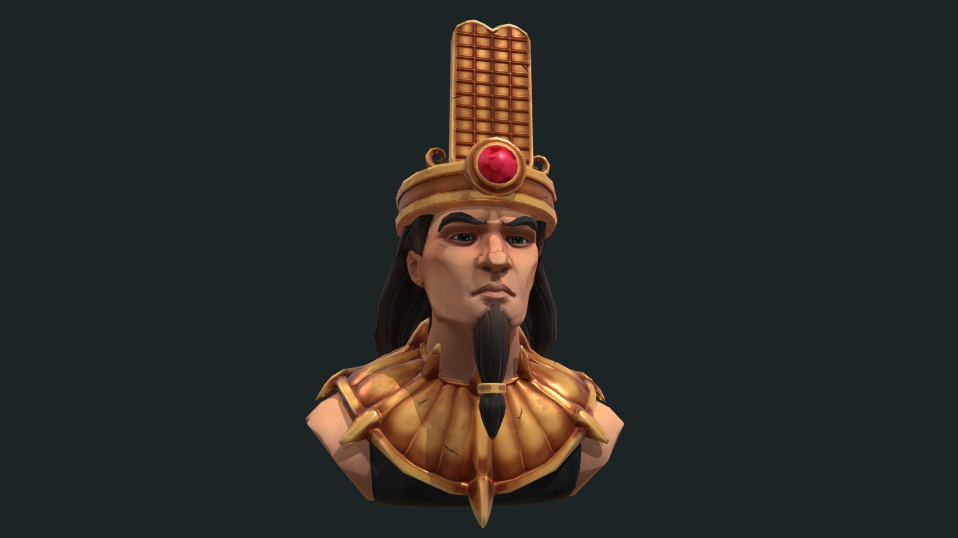 A lowpoly head bust of an original fictional character inspired by Arcane and Egyptian God Sobek.
6000 tris.
Modelled in ZBrush and Maya.
Textured in Substance Painter.

Artstation: https://www.artstation.com/artwork/AlyzEy - Asim of Faiyum Head Bust - 3D model by Michael Gilbert (@Audeus) 3d model