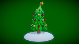 3December 2022 Day 18: Evergreen tree, pine, snow, evergreen, holidays, blender, lowpoly, gameart, 3december2022challenge