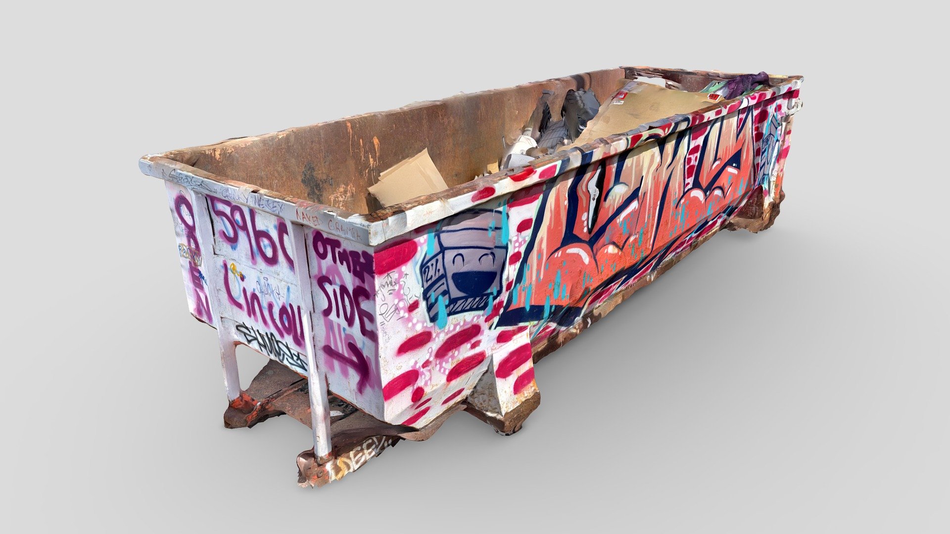 Captured with iPhone Lidar + @Scaniverse


1scanaday - Day 73: Graffiti Dumpster - Download Free 3D model by alexdelker 3d model