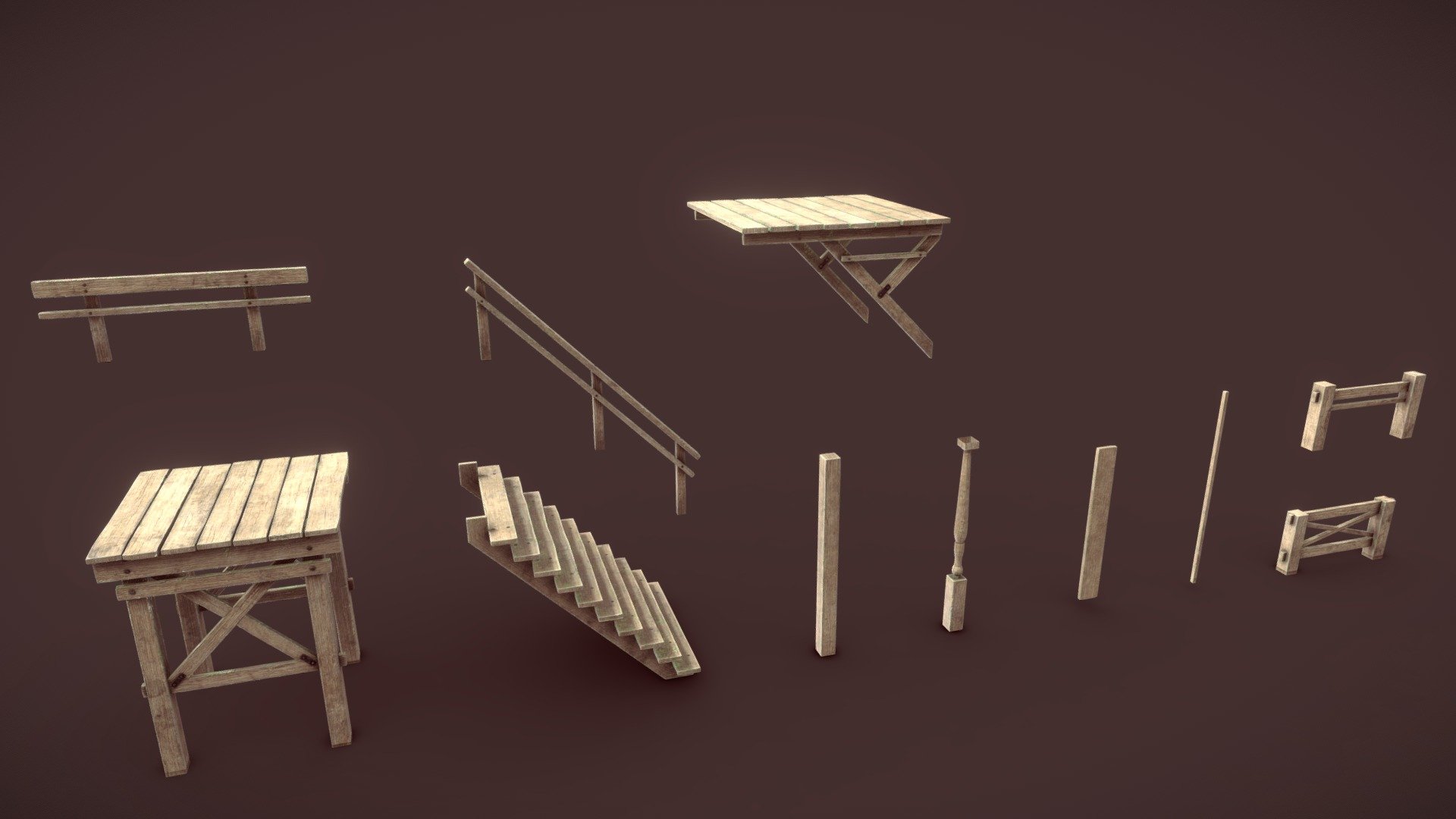 I made this scaffolding set for an environment in an Unreal render I'm working on.

It's free to download, and you can use it for whatever you want. If you make something cool with this set, though, I would be really happy if you could provide me with a link to the artwork in the comments. Happy creating! 😊🎁🎮 - Free Wooden Scaffolding Set - Download Free 3D model by Just8 3d model