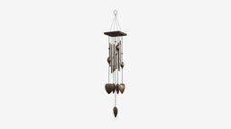 Metal Tube Wind Chimes Feng Shui music, instrument, wind, garden, sound, tube, bell, outdoor, metal, traditional, zen, oriental, meditation, hang, harmony, chime, shui, feng, 3d, pbr