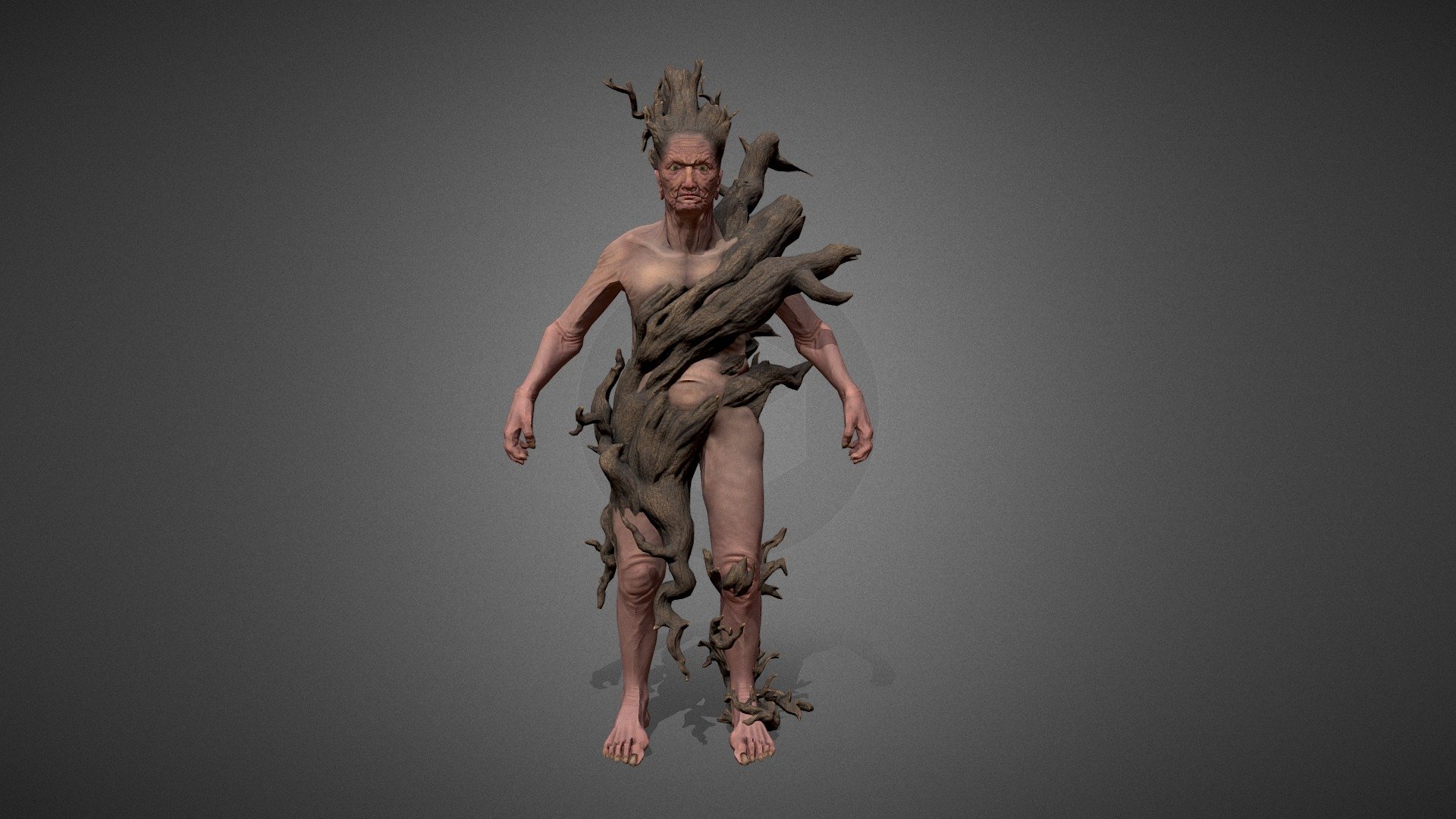 Old Dryad PBR low-poly game ready. faces 15021 vertex 14488

Highly detailed game-ready model. You can use him in your own games. Model has rigging+ skining im Maya. No animation. PBR textures (Metallic-Roughness) 4096x4096. OpenGL Normal Maps. .TIFF format. Include Marmoset files with material and studio lighting setup. Maya scene (3.08) Textures have 3 cards: Base color (which includes the scattering). Normal map Rough+metall+AO(chanel G|B|R) - Old Dryad - Buy Royalty Free 3D model by RivierKlee 3d model