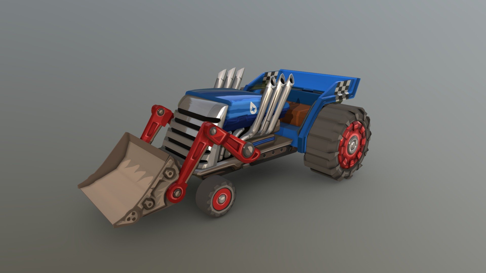 Tractor 3D representation of tractor vehicle featured in Hill Climb Racing 2 game by Fingersoft 3d model