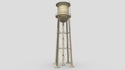Water Tower tower, pipe, exterior, rust, town, metal, water, old, tank, architecture, low-poly, pbr, city, structure, building, industrial