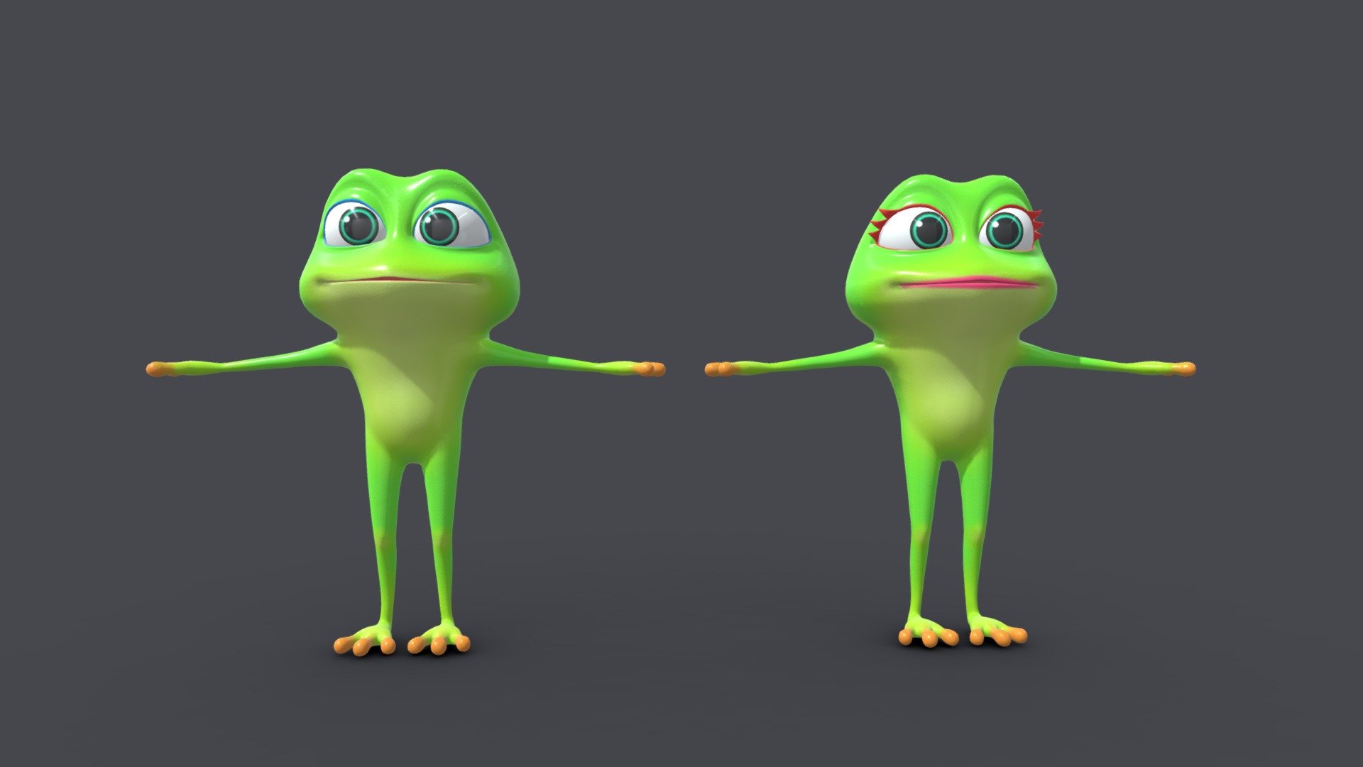 Preview Rig: 

https://youtu.be/4k0fjM3aR3c

https://youtu.be/4k0fjM3aR3c

3D Models Frog - Hight poly Frog

Male Polys: 32192. Verts: 16165.

Textures: 02 textures 2048 x 2048,

3Ds max file : no rig.

Softimage : no rig.

Maya : have rig.

Model animal animals we designed to be suitable for animation.

Female Polys: 32816. Verts: 16507.

Textures: 02 textures 2048 x 2048,

3Ds max file : no rig.

Softimage : no rig.

Maya : have rig.

Model animal animals we designed to be suitable for animation.

Thank for watching ! - Asset Cartoons - Character - Animals - Frog Rig - Buy Royalty Free 3D model by InCom Studio (@incomstudio) 3d model