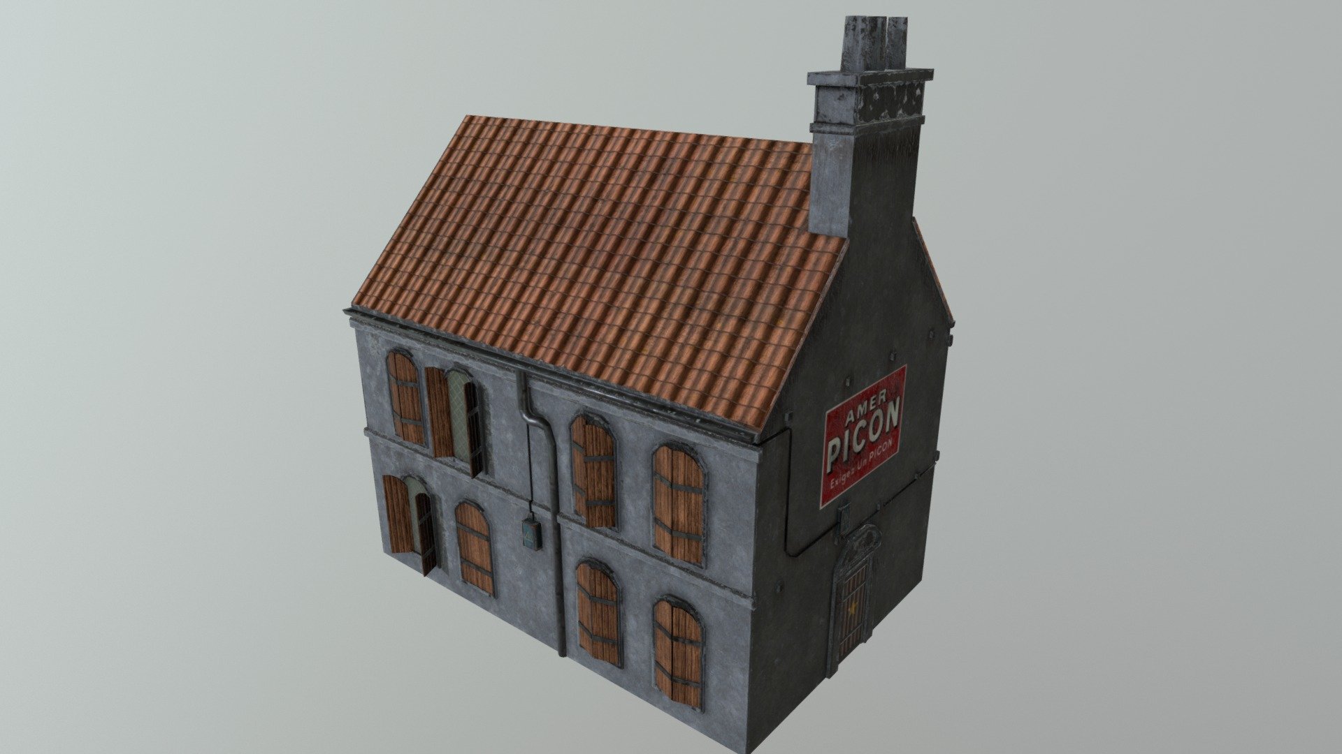 A simple house I made for fun using reference from https://i.pinimg.com/736x/4f/59/42/4f59428df90381d1b2fb229791fffd79–military-diorama-diorama-ideas.jpg - World War II house - 3D model by Stanislas Dolcini (@StanislasDolcini) 3d model