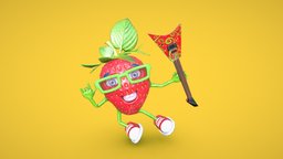 Rock star Strawberry low poly character food, fruit, kids, vr, ar, strawberry, game-asset, game-character, virtual-reality, low-poly-game-assets, low-poly-character, stylizedcharacter, augmented-reality, kids-toys, low-poly-strawberry, toddler-character, toddler-concept, fruit-character, strawberry-character, strawberry-concept, fruits-concept, cute-fruit, cute-character-stylized, stylized-strawberry-fruit, kids-fruits