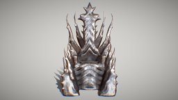 Alien Throne (Metal) seat, sharp, throne, scary, gothic, metal, statue, alien, iron, fancy, pointy, royalty, nft, art, chair, creature, fantasy, dark, concept