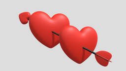 Heart With Arrow arrow, symbol, heart, primitive, valentine, love, wedding, icon, models, cupid, author, romance, romantic, marriage, affection, various, cartoon, lowpoly, low, poly, stylized, simple