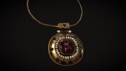 Medieval_Byzantine_Necklace_FBX jewelry, medieval, gems, necklace, pearls, stone
