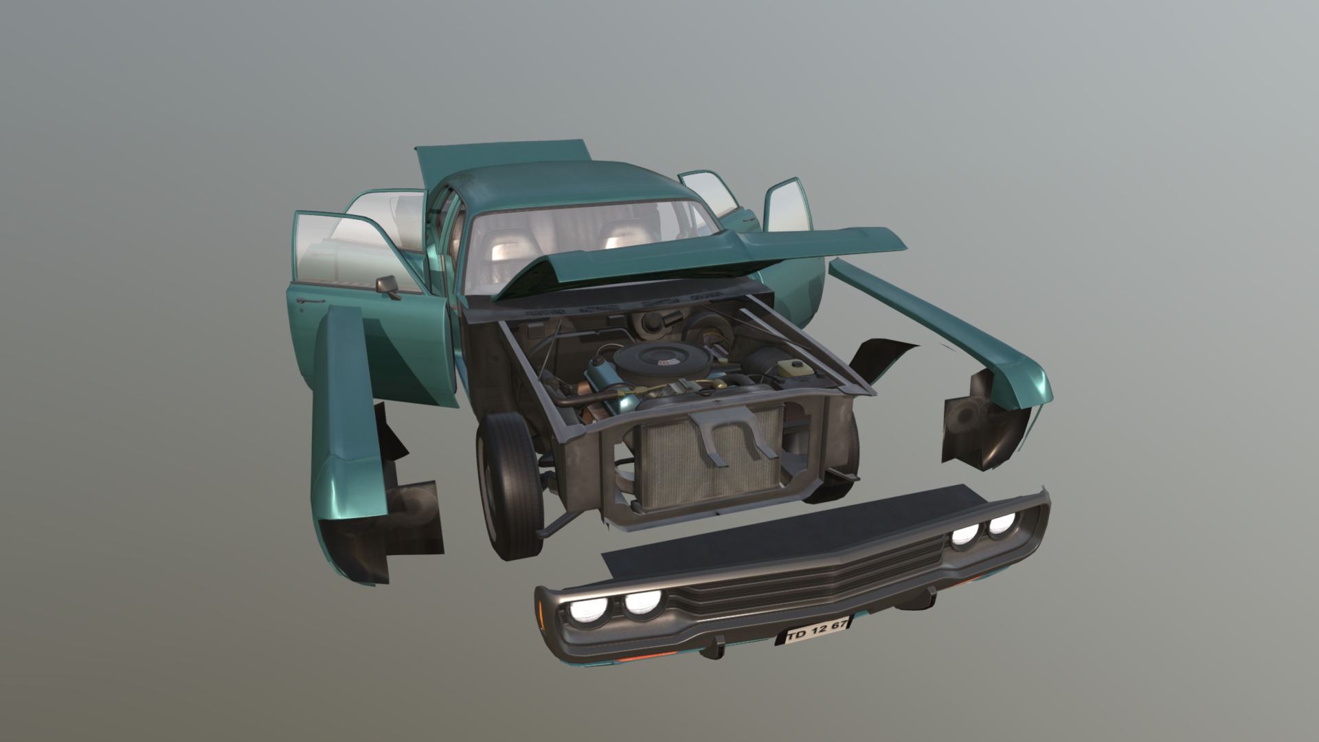 Real Car 12 Separated Parts - 3D model by Maker Games Studios (@MakerGamesStudios) 3d model