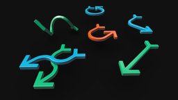 Arrows Collection cinema, arrow, mark, symbol, down, direction, button, 4d, up, aim, collection, sign, icon, target, next, interface, marker, tail, right, turn, left, pictogram, ui, thin, glyph, pointer, choice, repeat, cursor, waypoint, orientation, 3d, low, poly, model, abstract, polygon, simple, previous