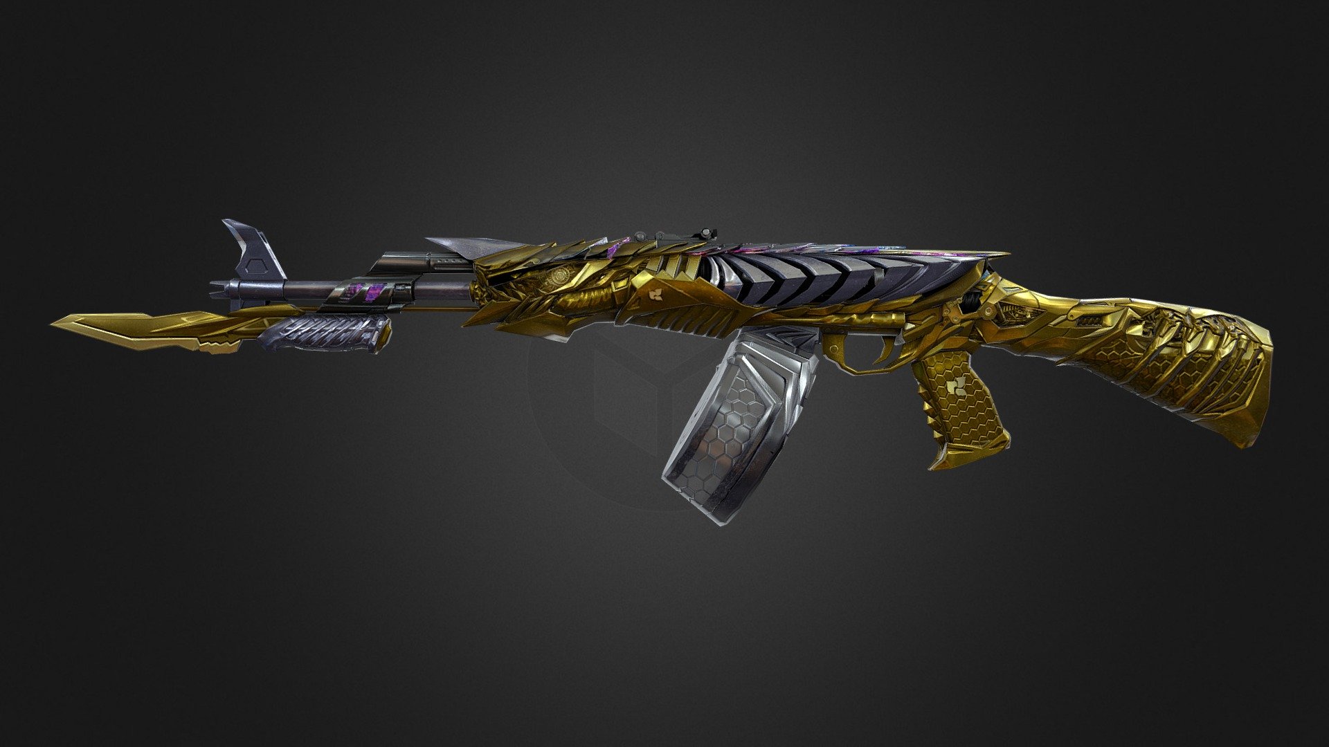 CrossFire's AK47 KNIFE BB IMPERIAL GOLD Drum Mag - 3D model by AlxDemento 3d model