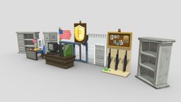 Police Furniture Pack games, furniture, blockbench, minecraft, lowpoly, pixetart