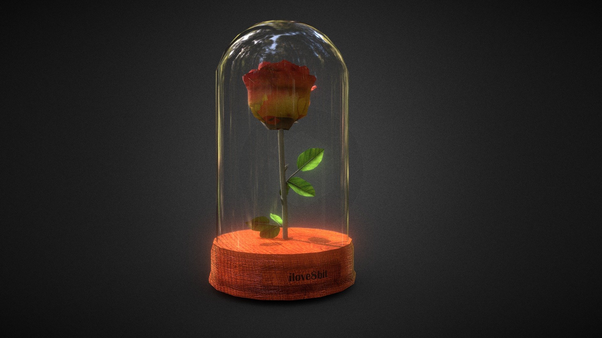 rose in glass - Rose - Download Free 3D model by 8bit (@8_bit) 3d model